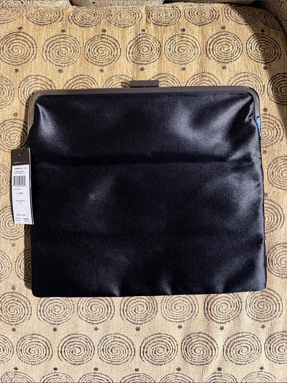 BCBGMaxAzria Black Satin Frame Clutch